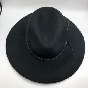 Phenix Women's Black Felt 100% Wool Wide Brim Floppy Sun Hat One Size Fits All